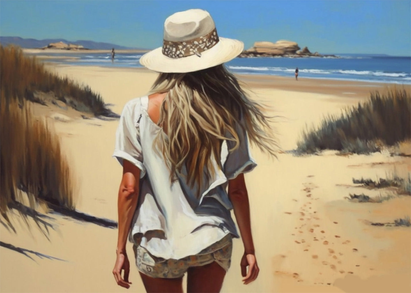 Cuadro Chica paseando por la playa