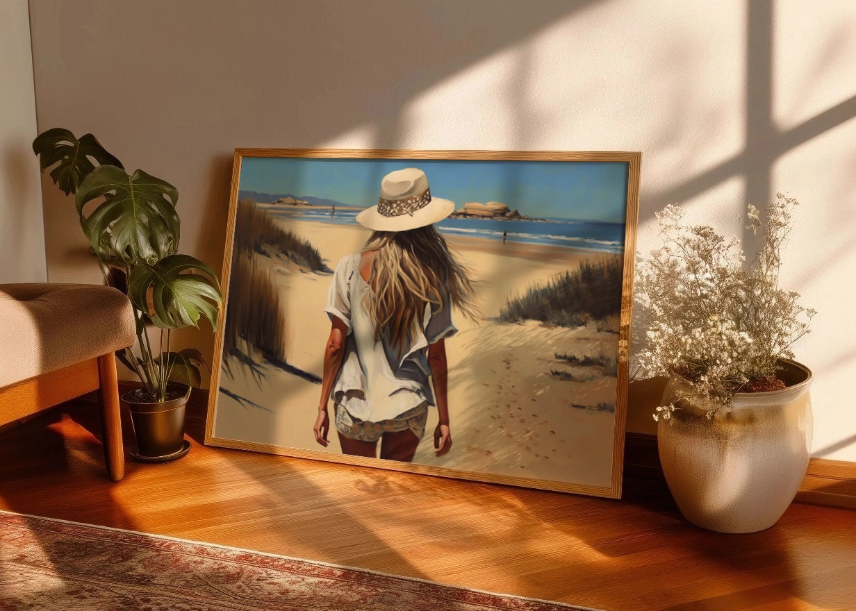 Cuadro Chica paseando por la playa