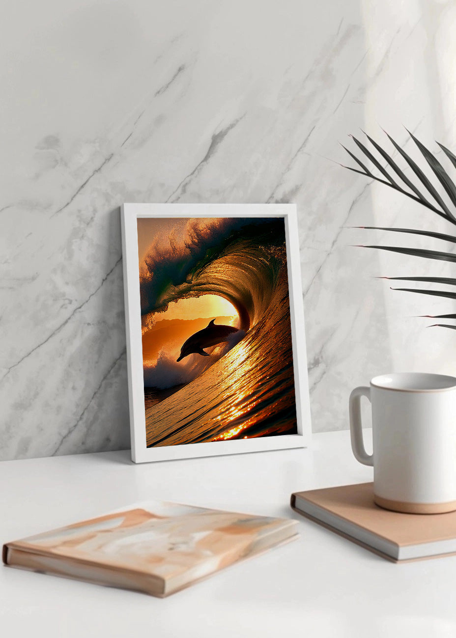 Cuadro Delfín surfeando