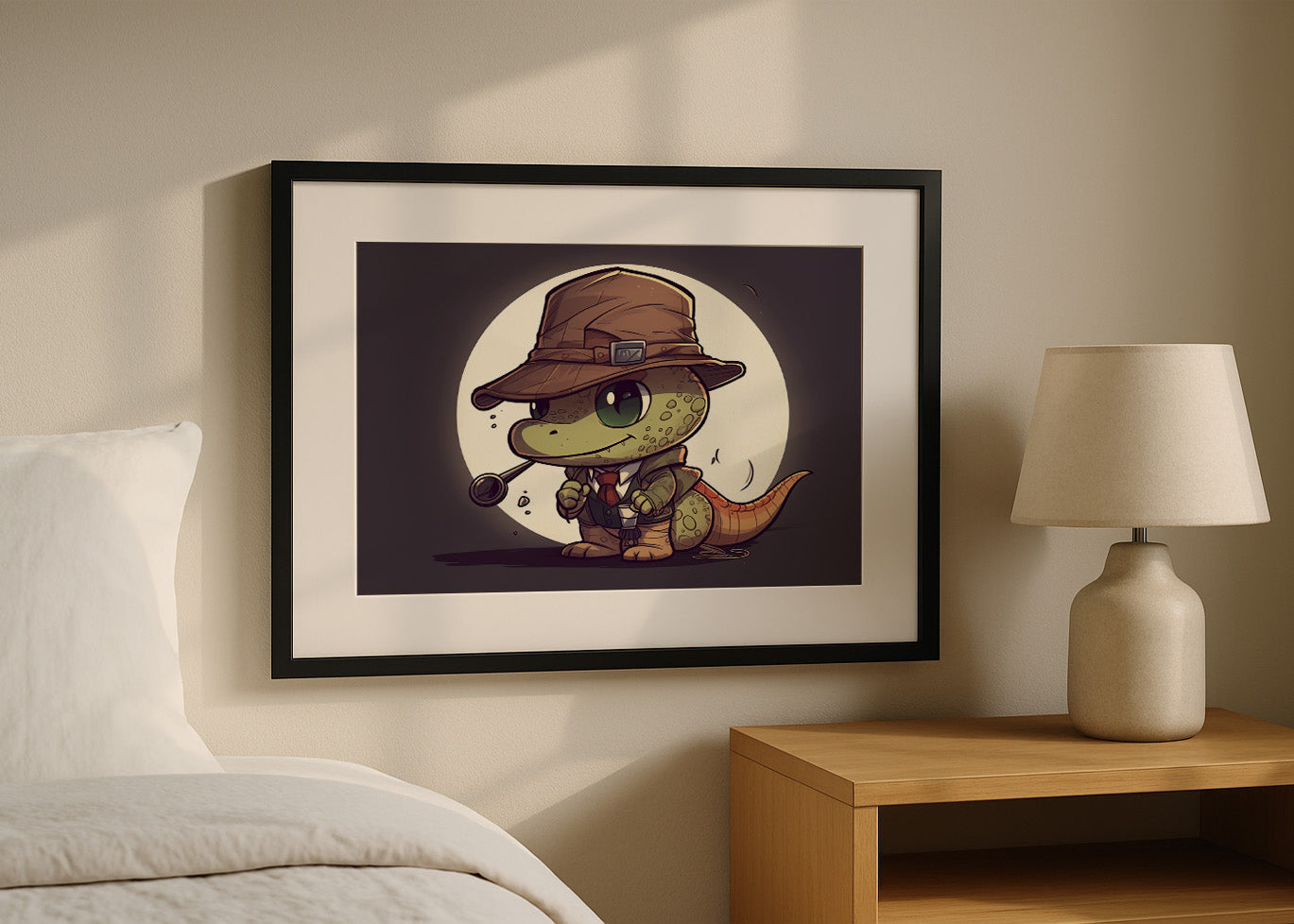 Cuadro Dinosaurio detective chibi