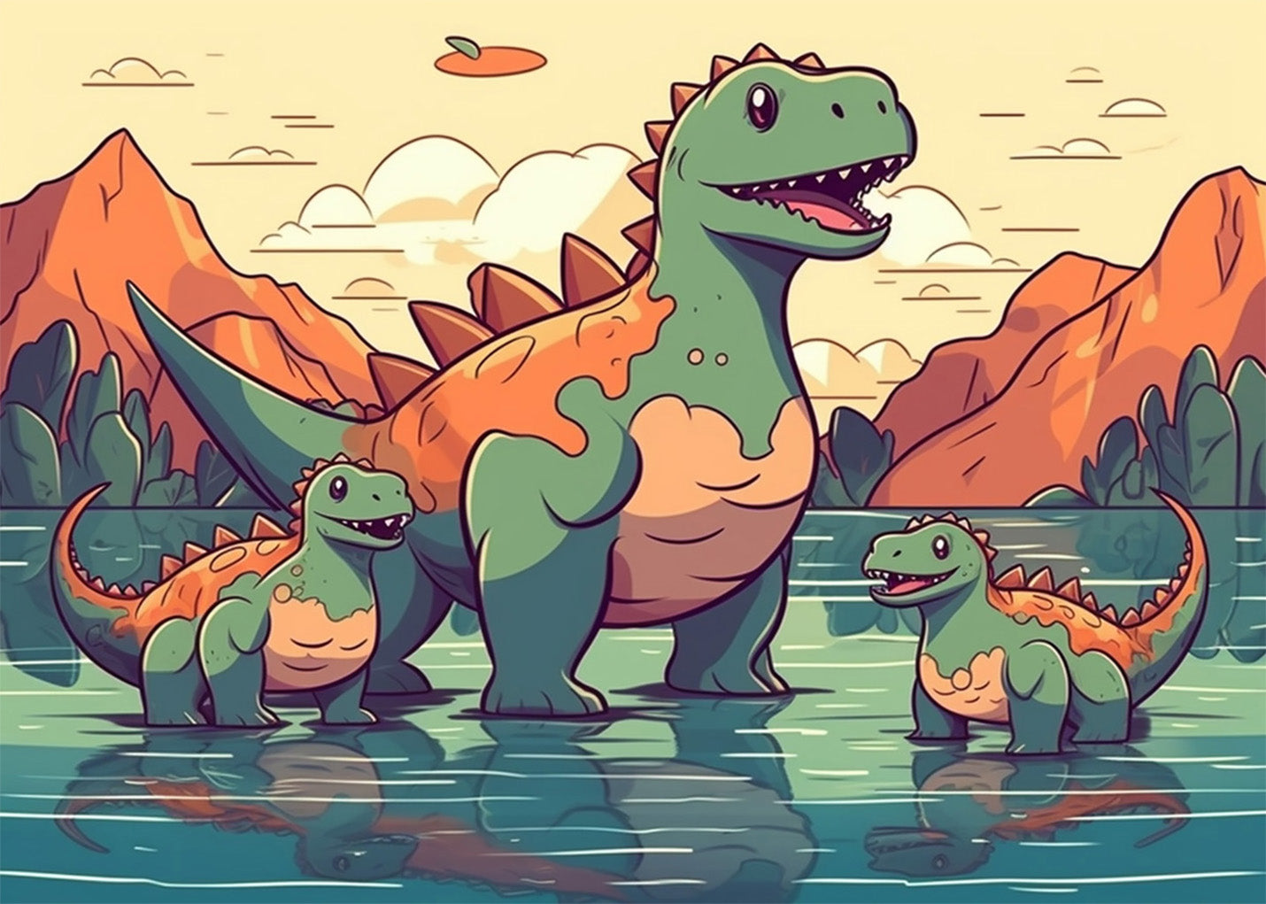 Cuadro Dinosaurios en familia