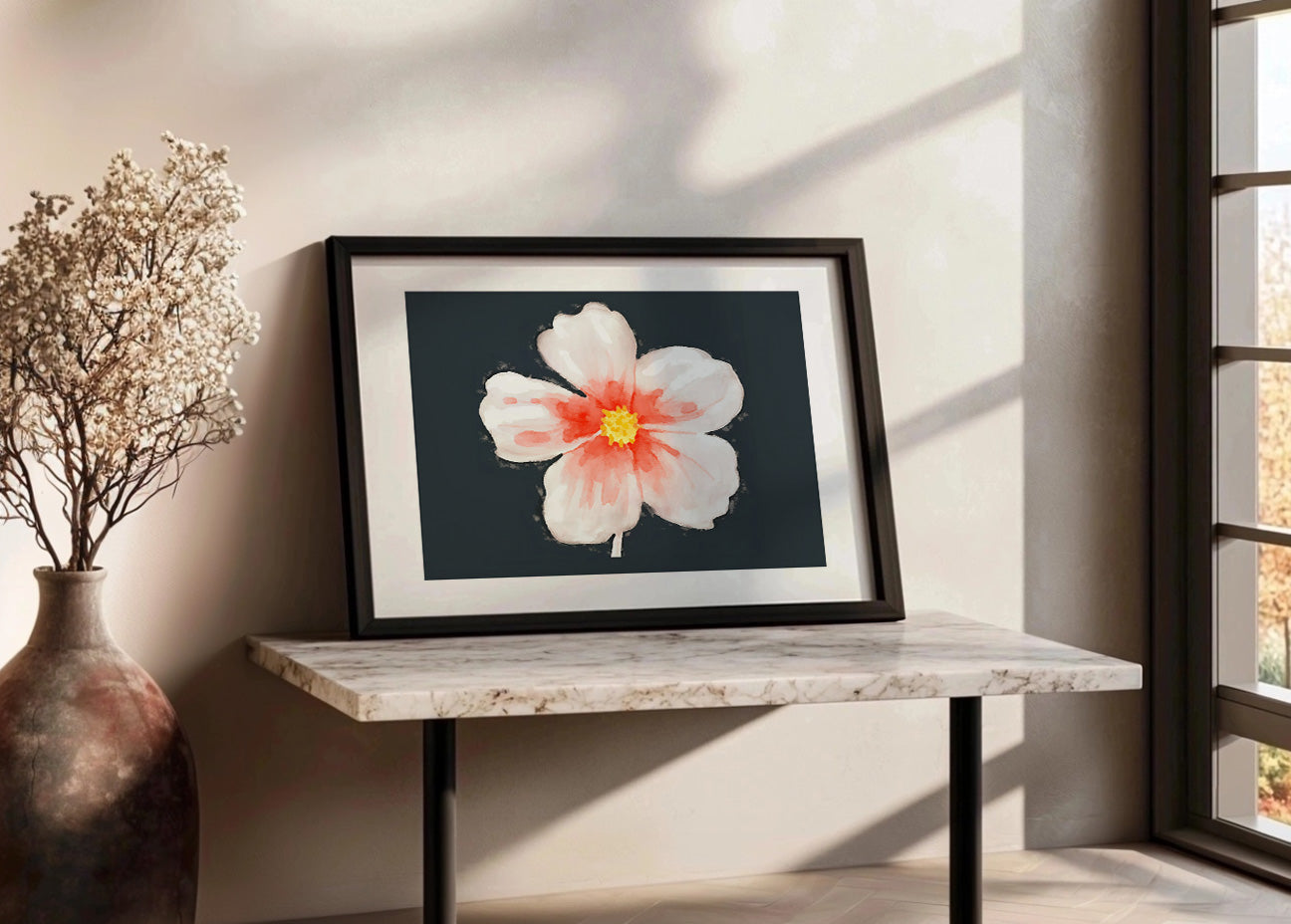 Cuadro Flor sobre negro