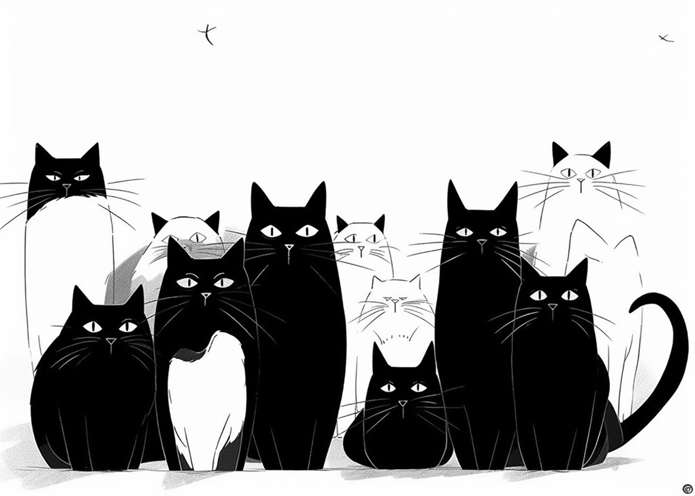 Cuadro Gatos en silueta