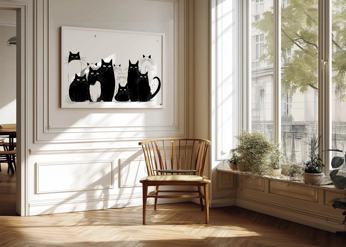 Cuadro Gatos en silueta