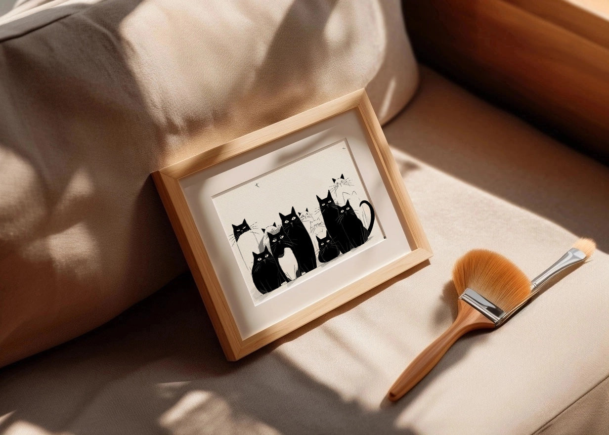 Cuadro Gatos en silueta