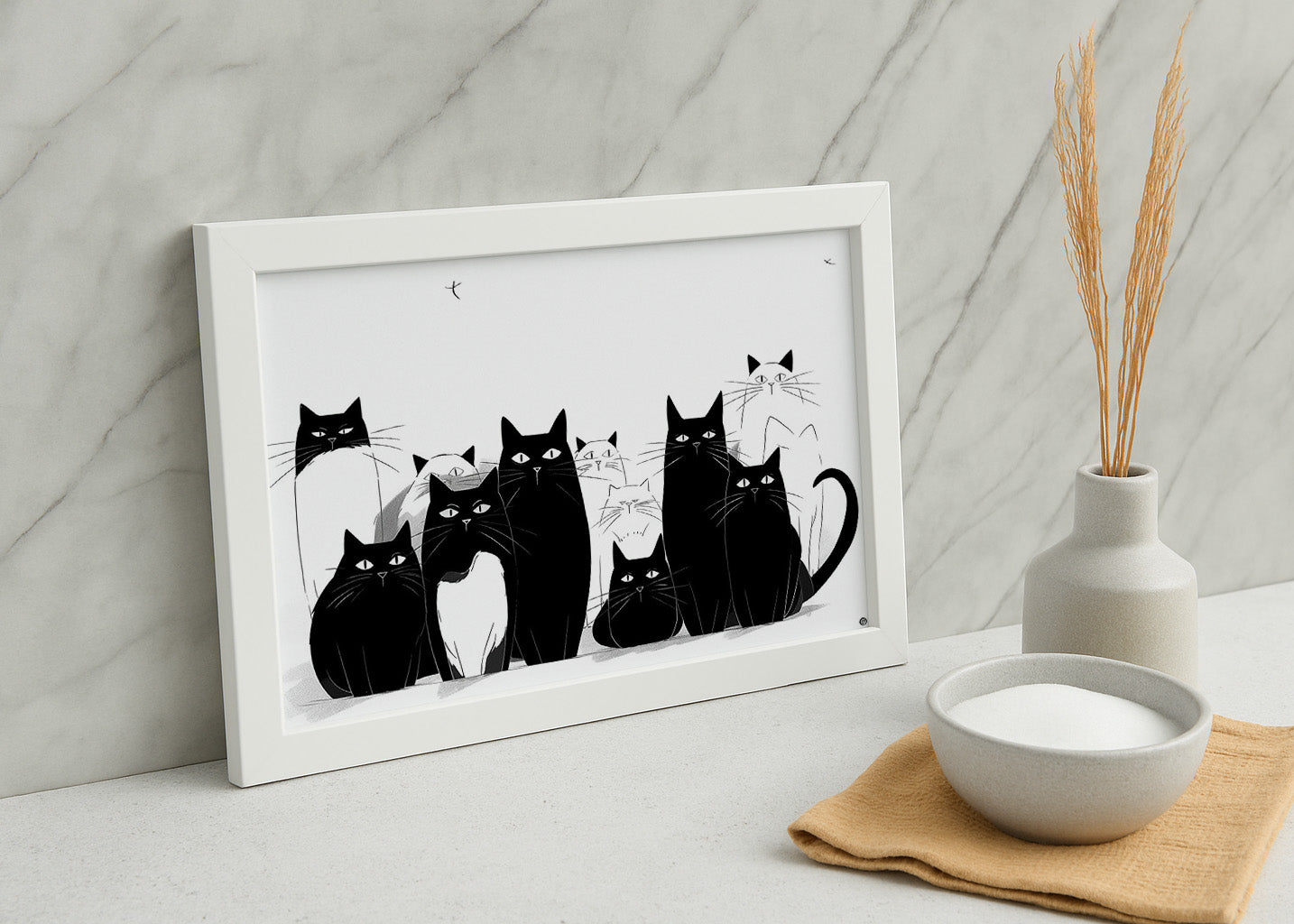 Cuadro Gatos en silueta