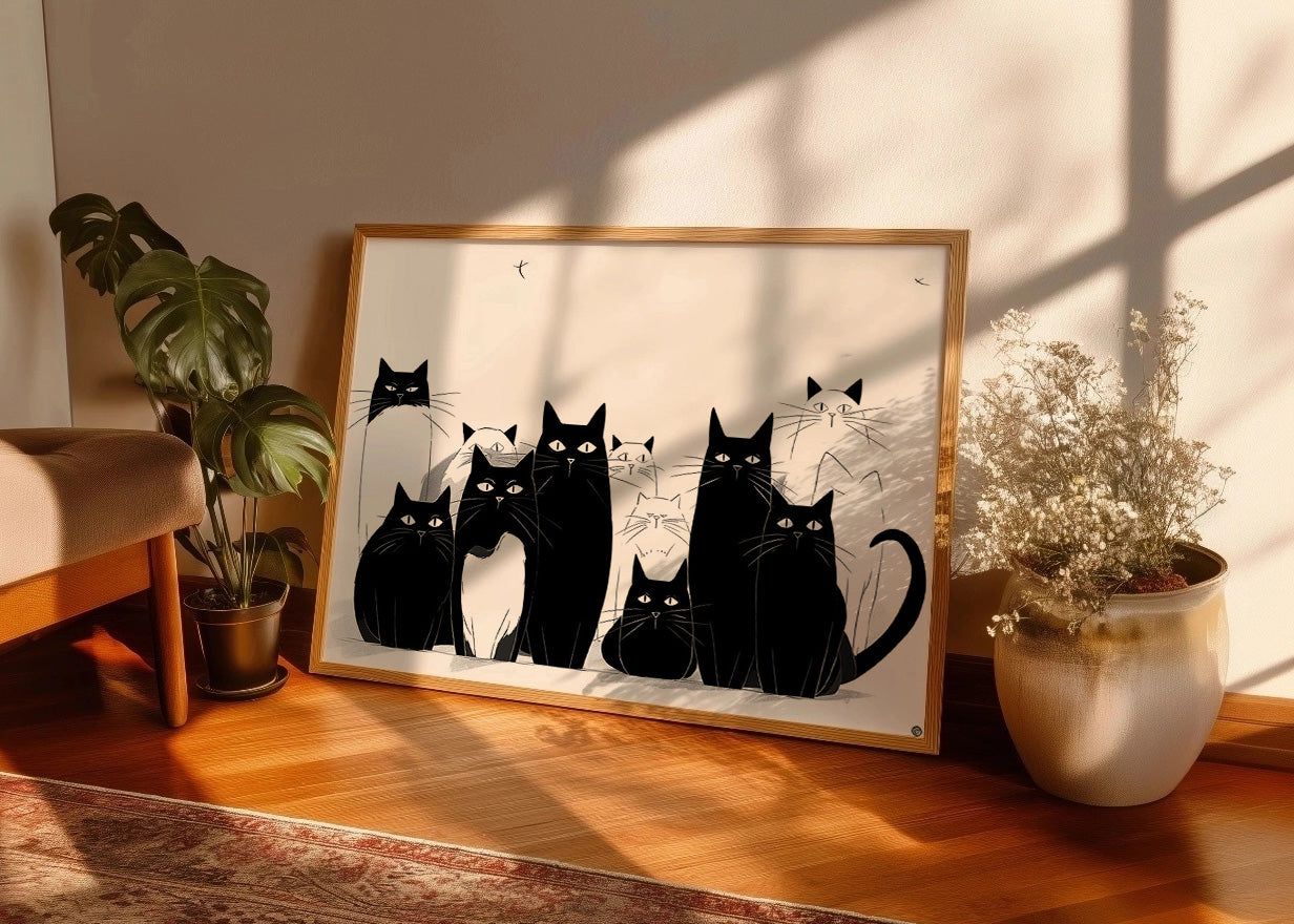 Cuadro Gatos en silueta