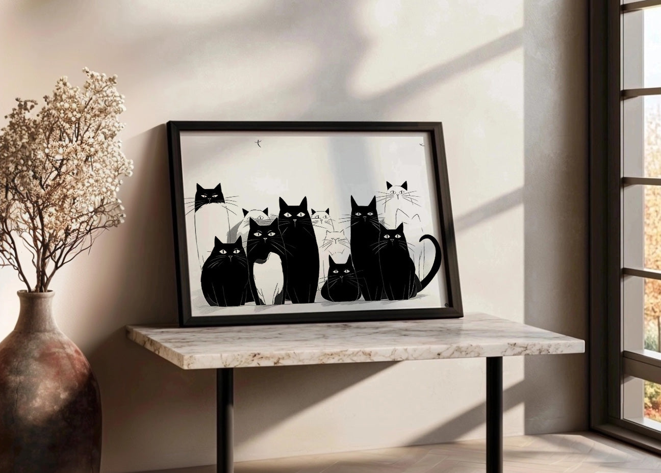 Cuadro Gatos en silueta