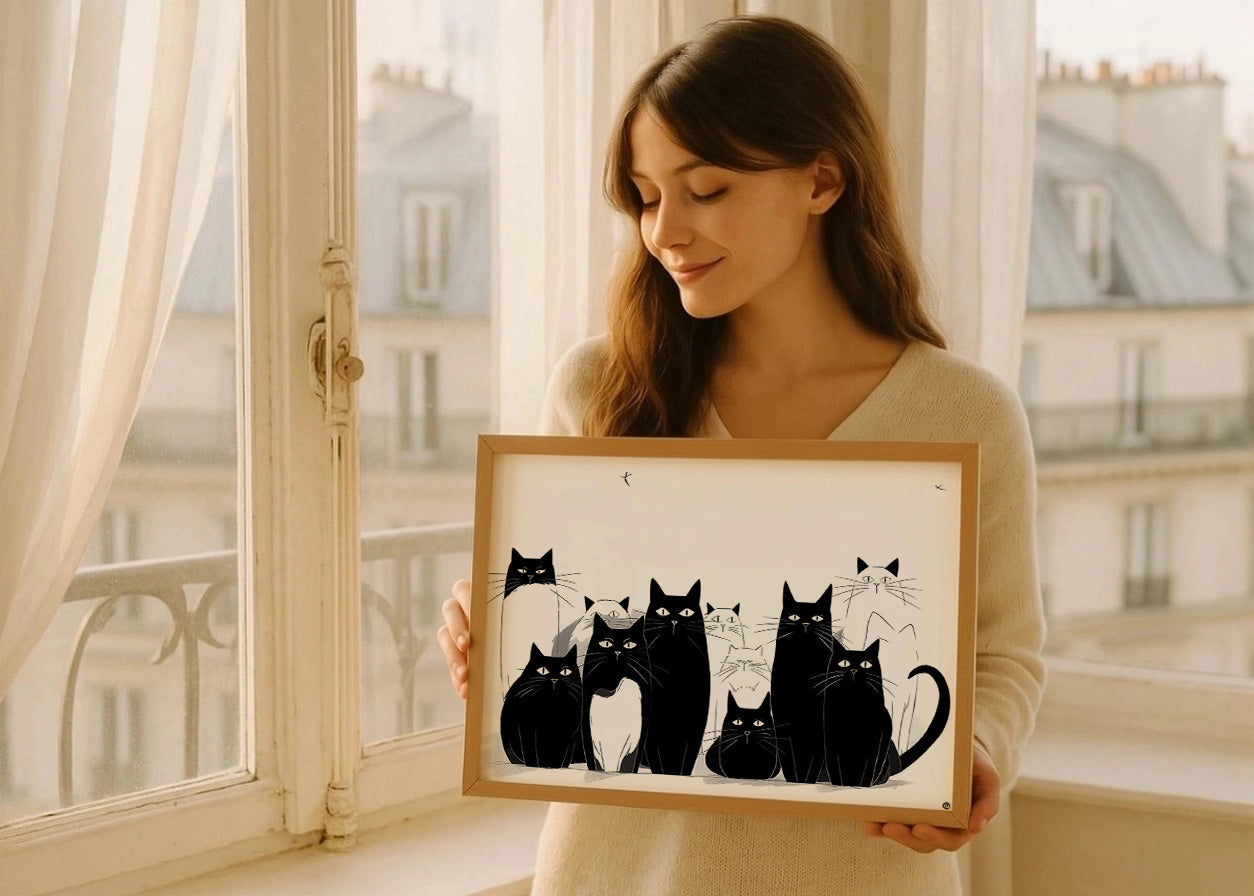 Cuadro Gatos en silueta