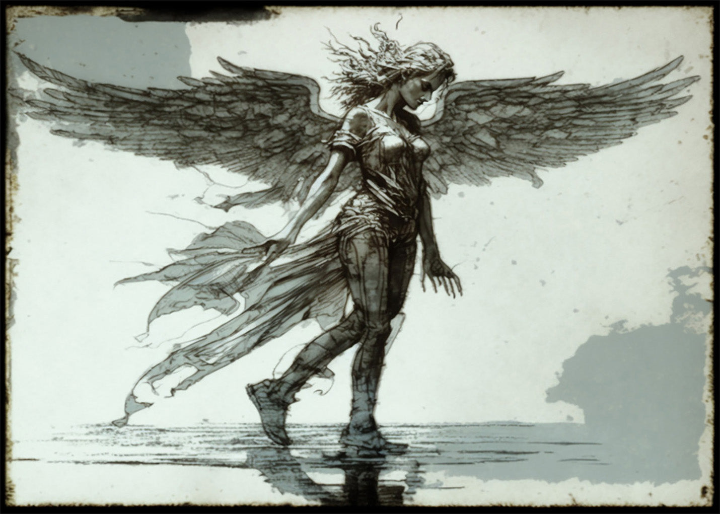 Cuadro Ángel a blanco y negro