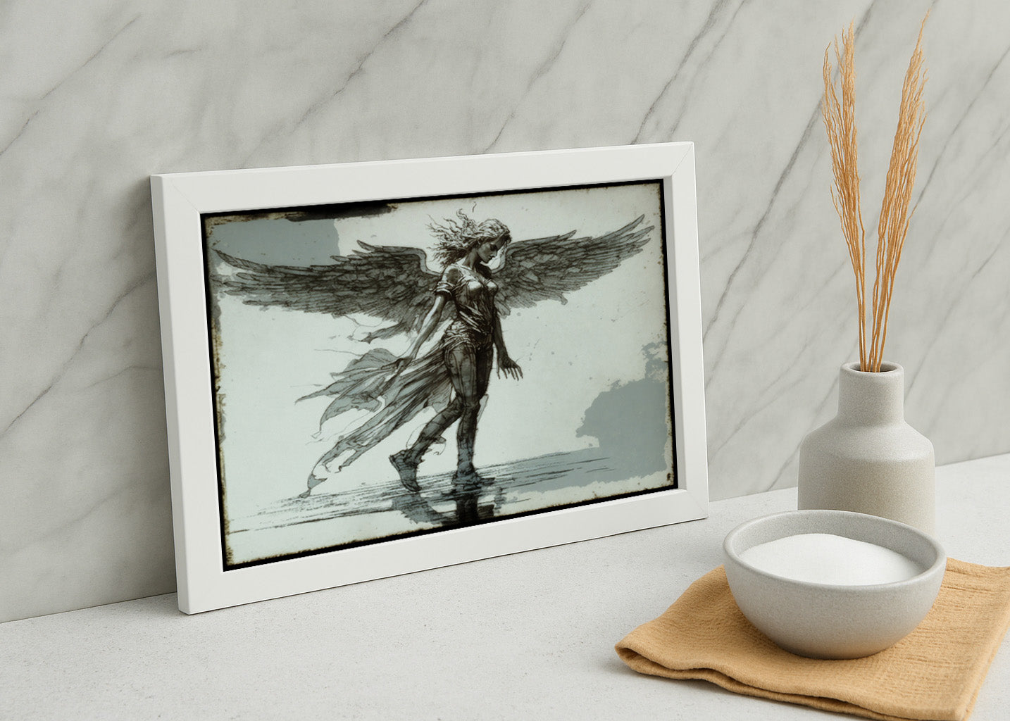 Cuadro Ángel a blanco y negro