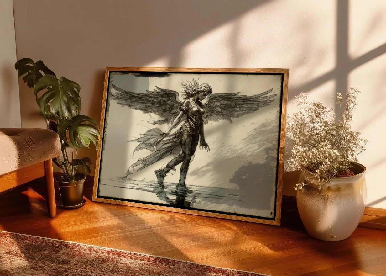 Cuadro Ángel a blanco y negro
