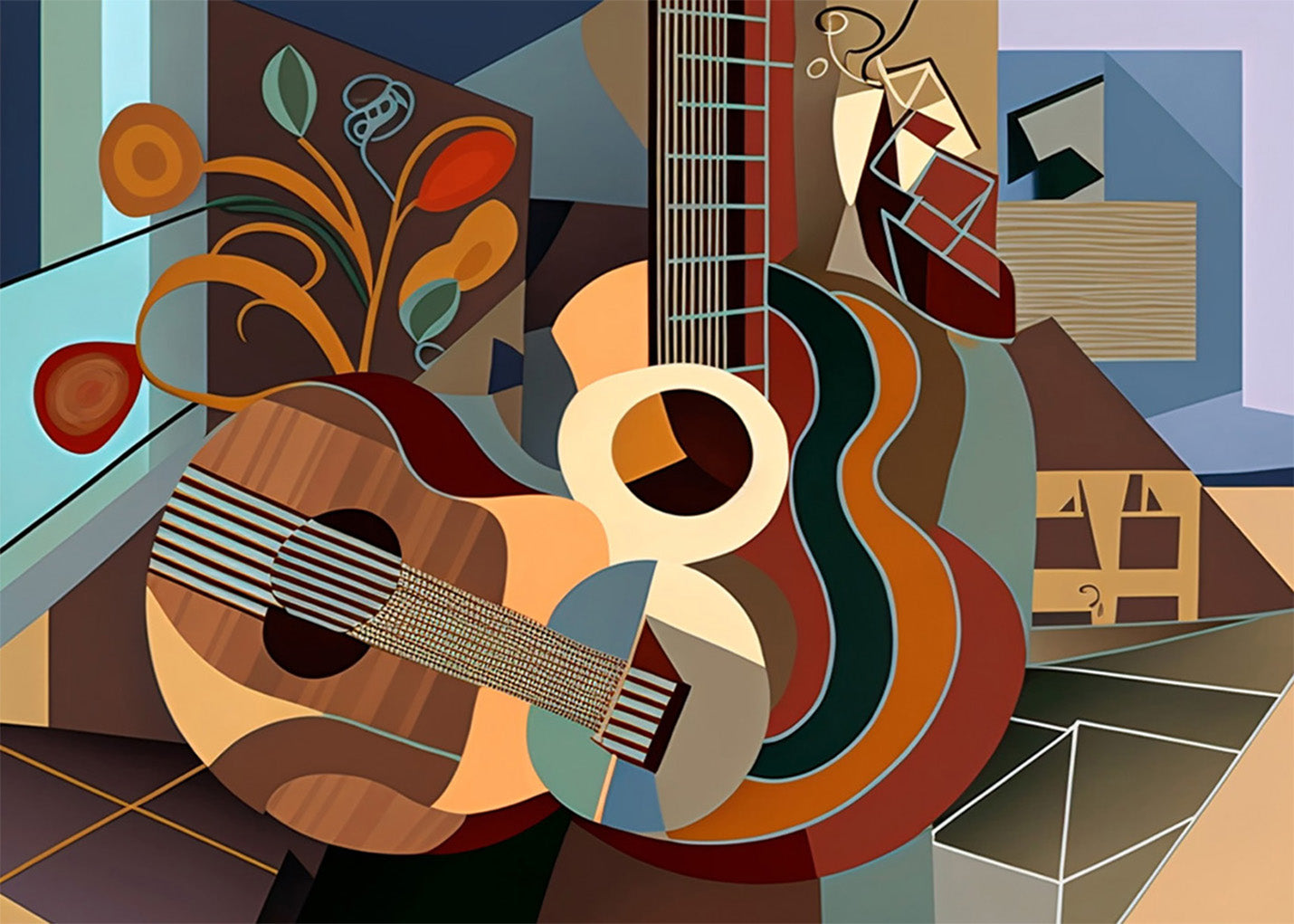 Cuadro ​Guitarras estilo cubista