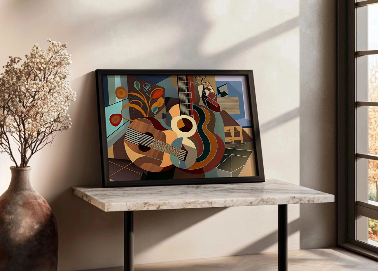 Cuadro ​Guitarras estilo cubista