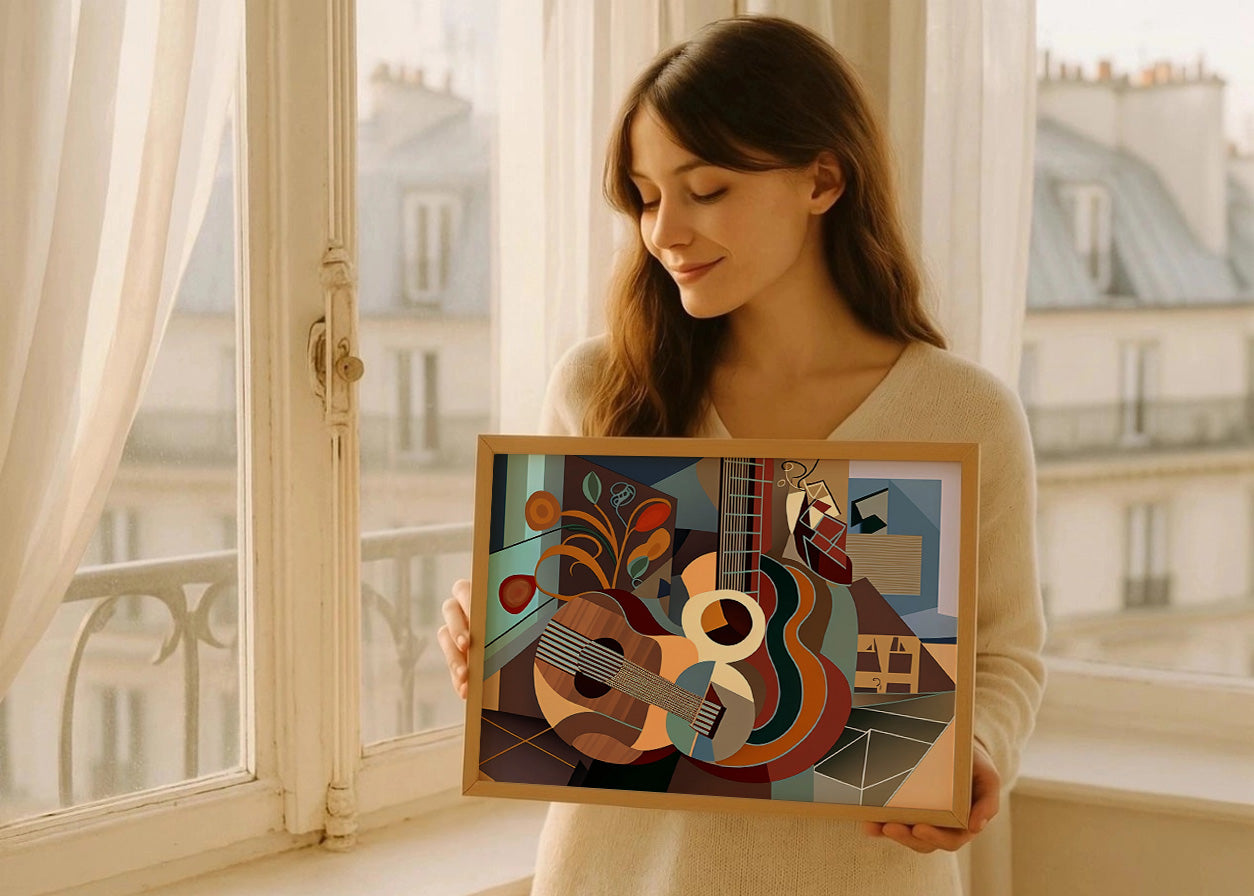 Cuadro ​Guitarras estilo cubista