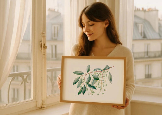 Cuadro Hojas y frutos de eucalipto