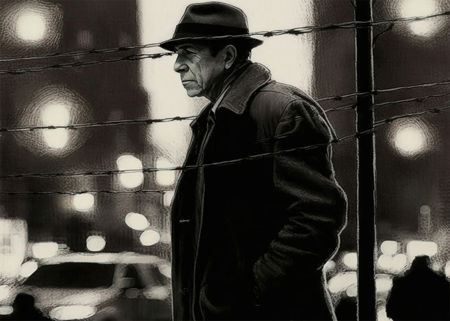 Cuadro Leonard Cohen trajeado