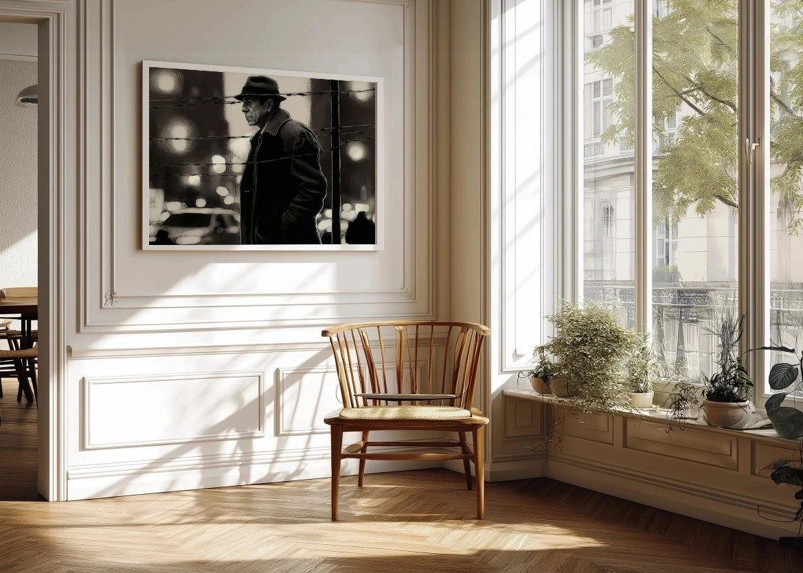 Cuadro Leonard Cohen trajeado