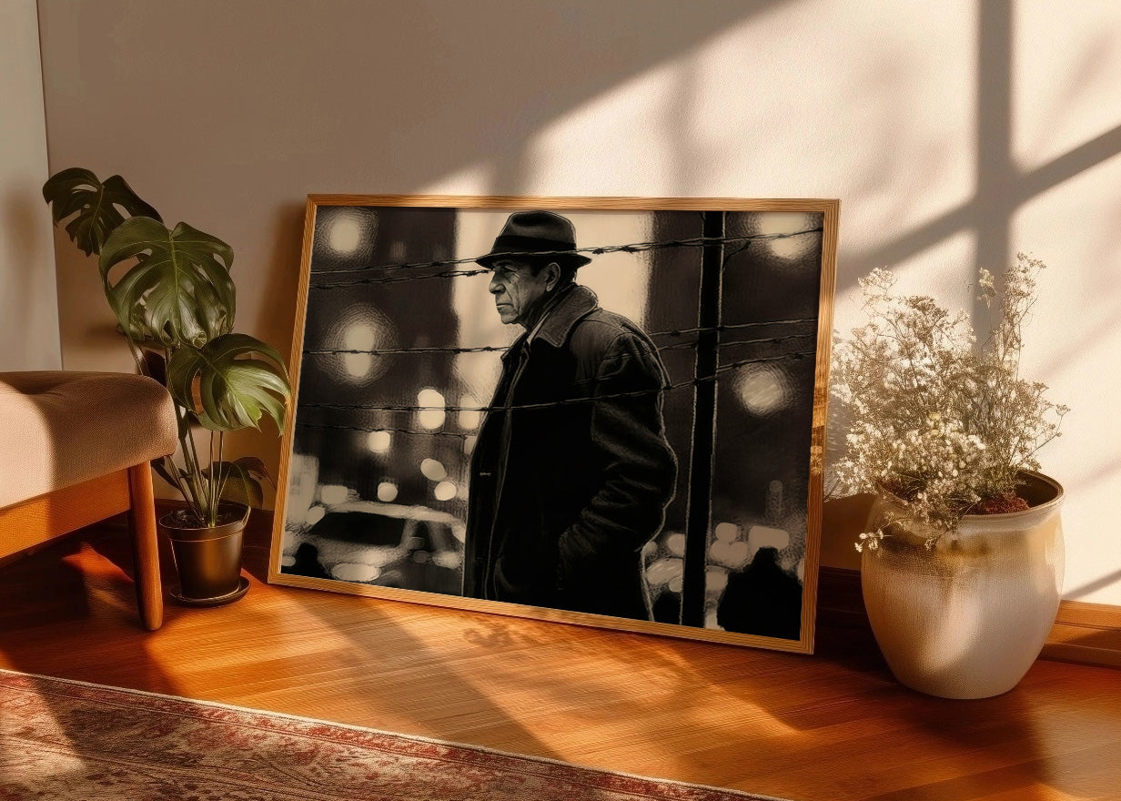 Cuadro Leonard Cohen trajeado