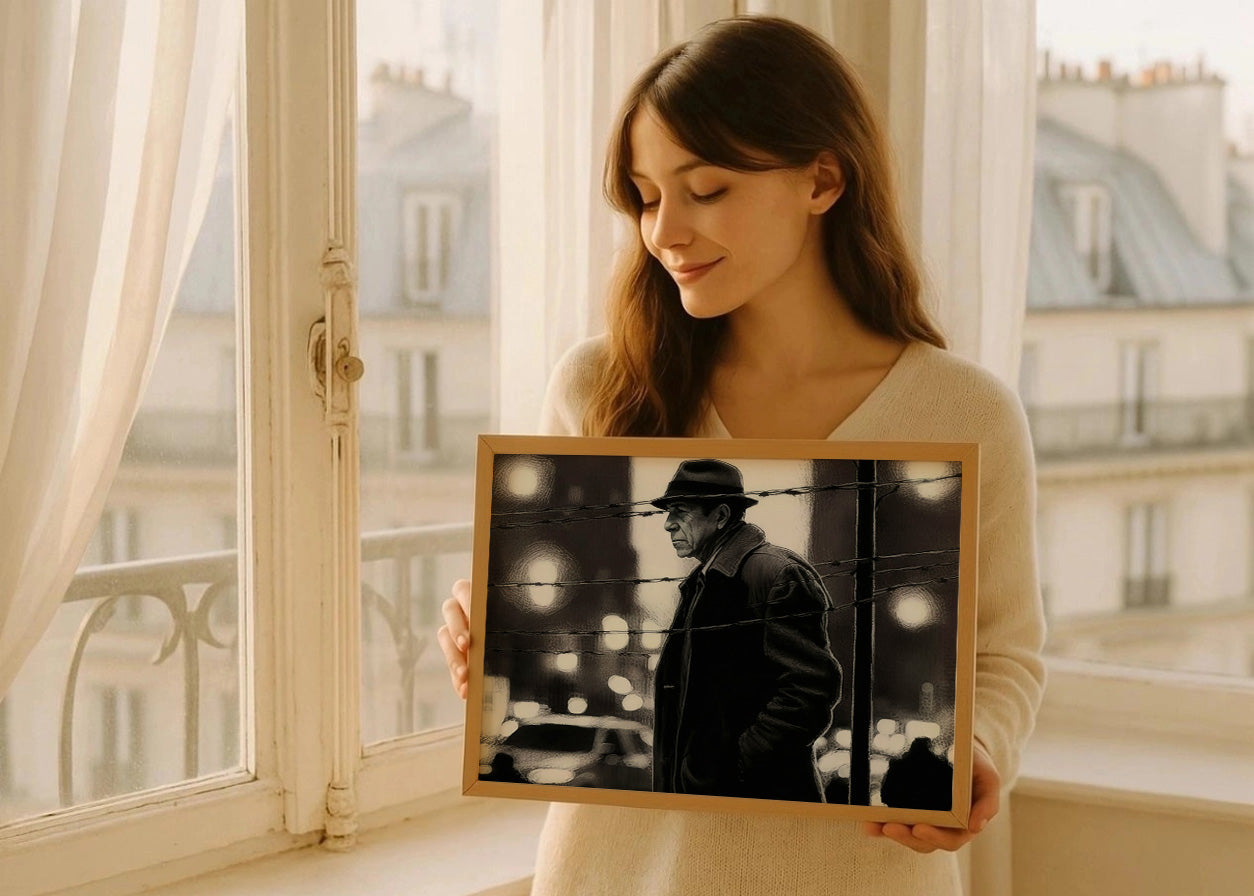 Cuadro Leonard Cohen trajeado