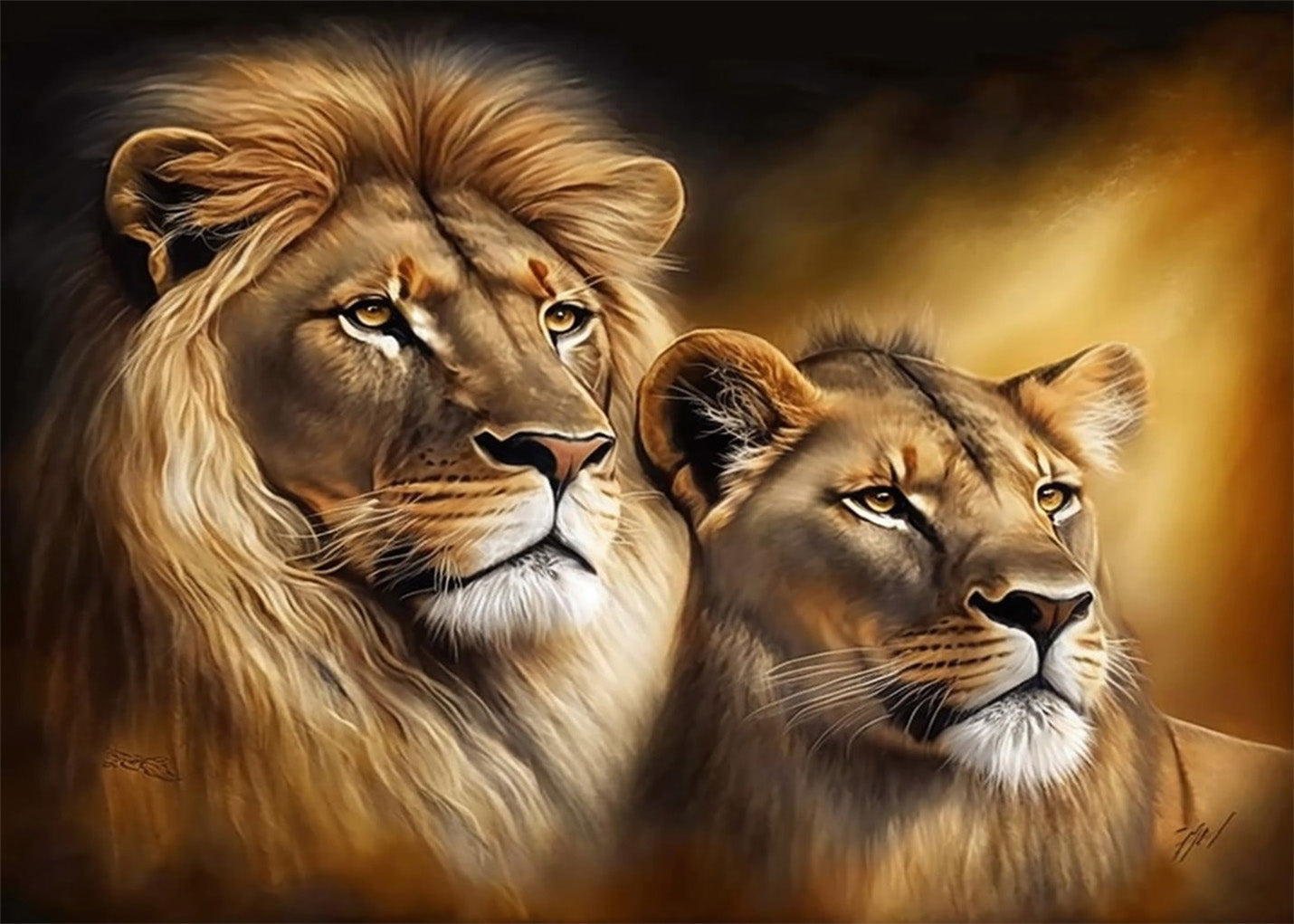 Cuadro El león y la leona: Reyes de la selva