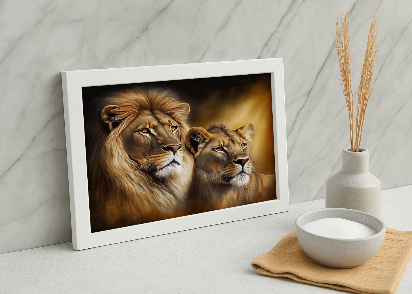Cuadro El león y la leona: Reyes de la selva