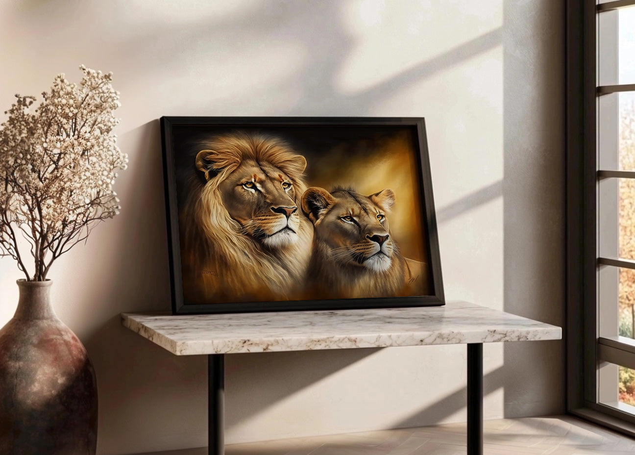 Cuadro El león y la leona: Reyes de la selva