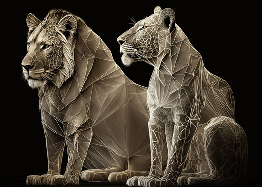 Cuadro León y leona en formas