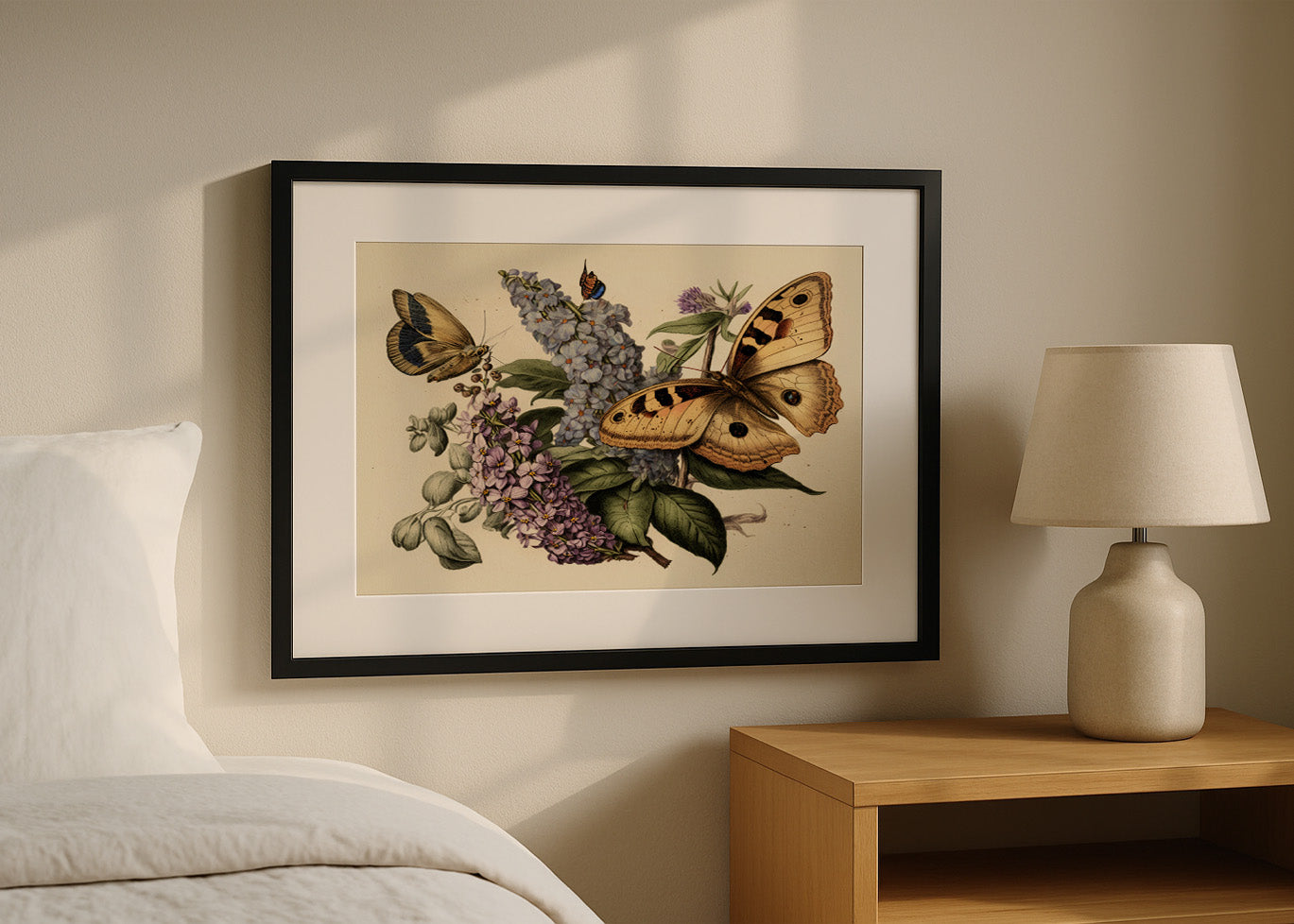 Cuadro Mariposas y flores estilo antiguo