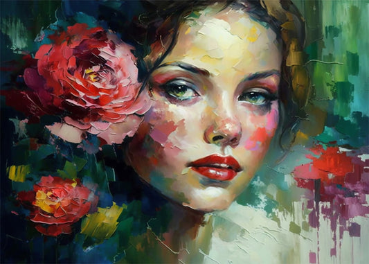 Cuadro Mujer con una flor en la oreja