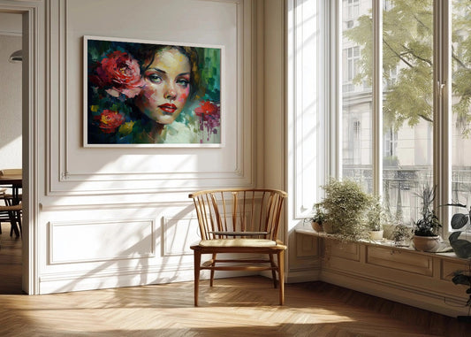 Cuadro Mujer con una flor en la oreja