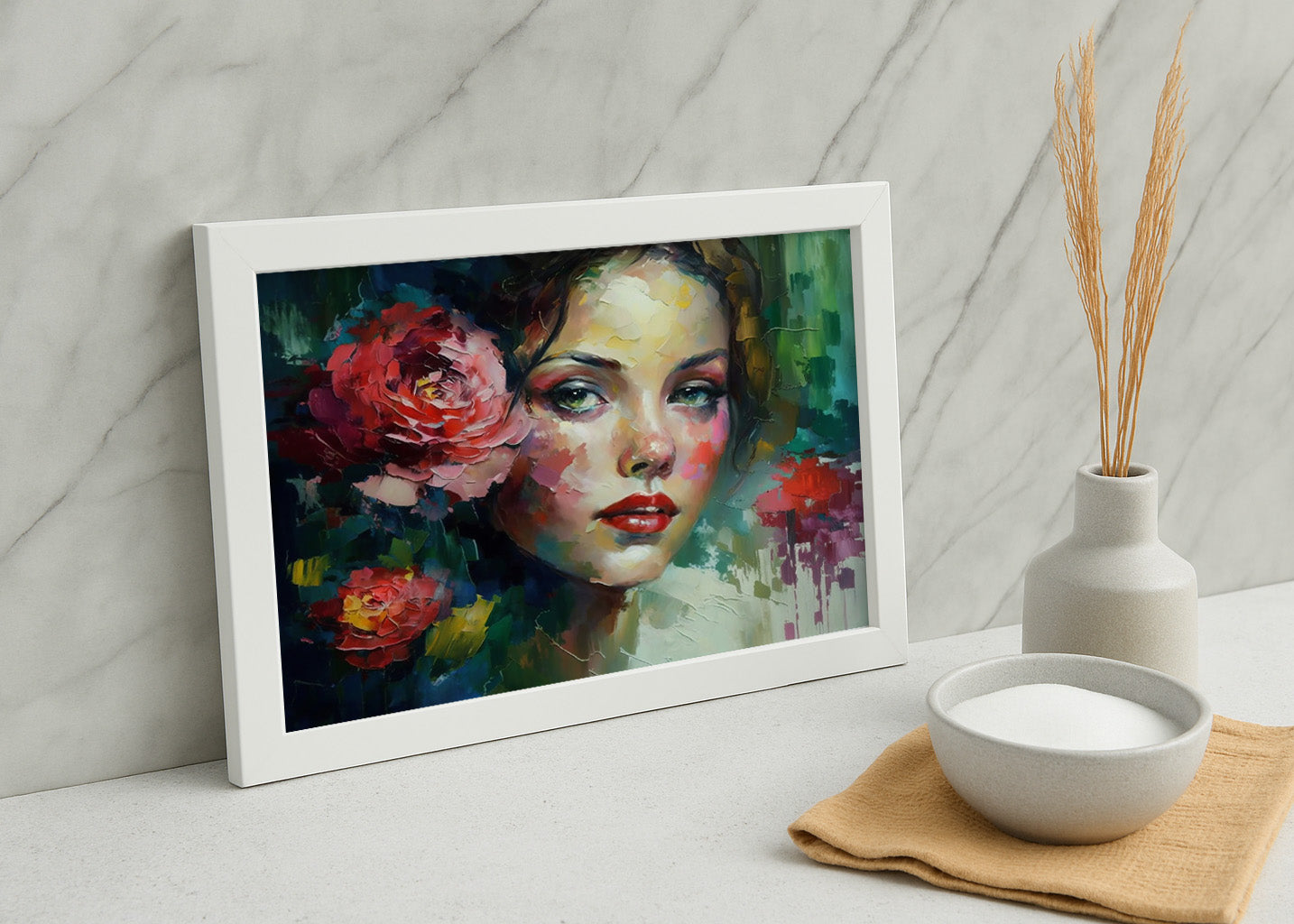 Cuadro Mujer con una flor en la oreja