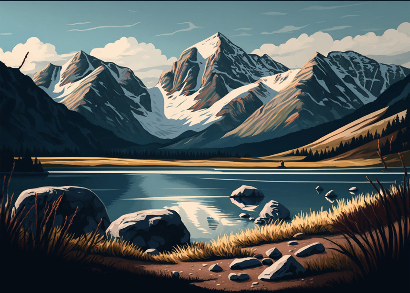 Cuadro Lago sobre montañas nevadas