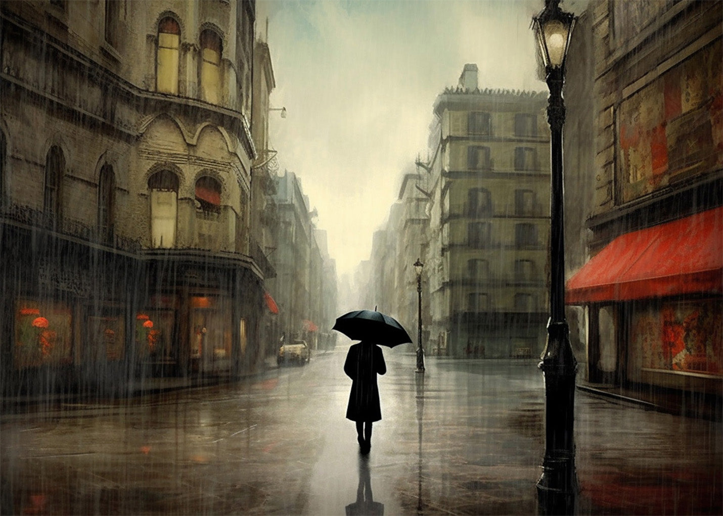 Cuadro Mujer bajo la lluvia