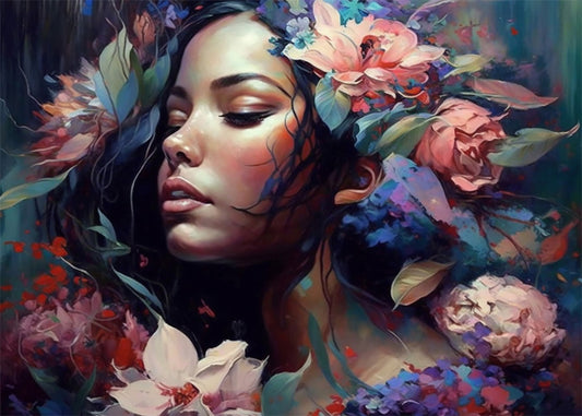 Cuadro Belleza femenina llena de flores