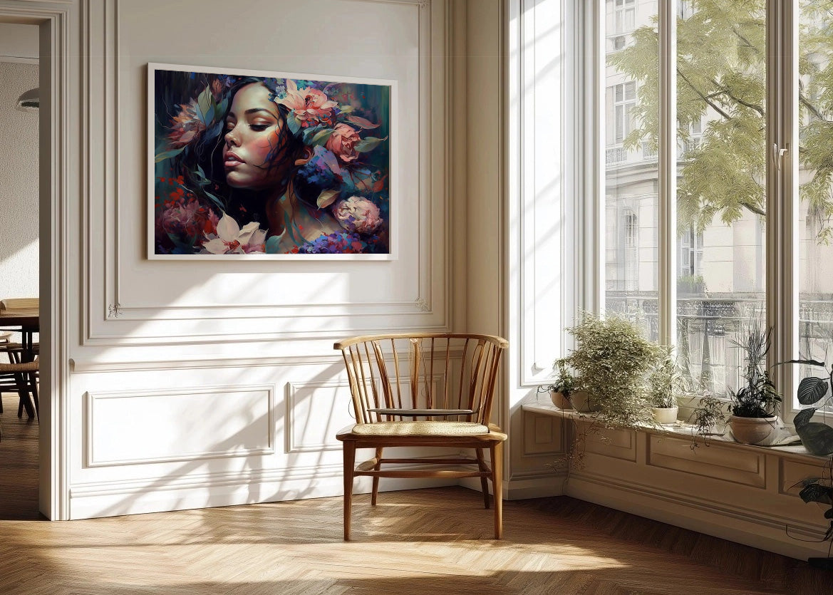Cuadro Belleza femenina llena de flores
