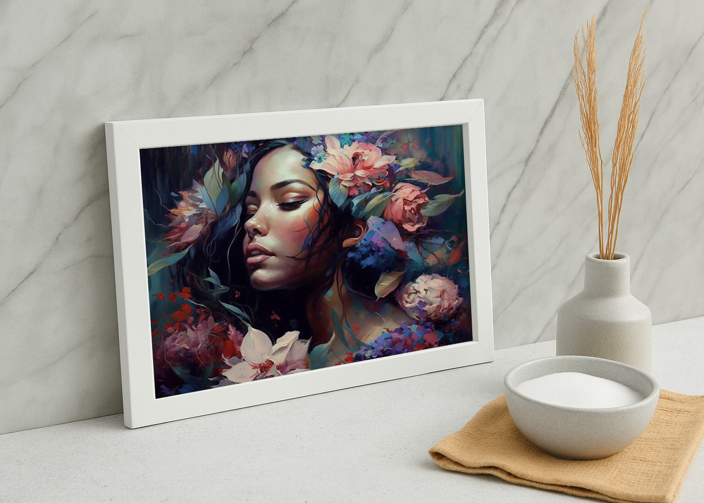 Cuadro Belleza femenina llena de flores