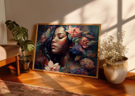 Cuadro Belleza femenina llena de flores