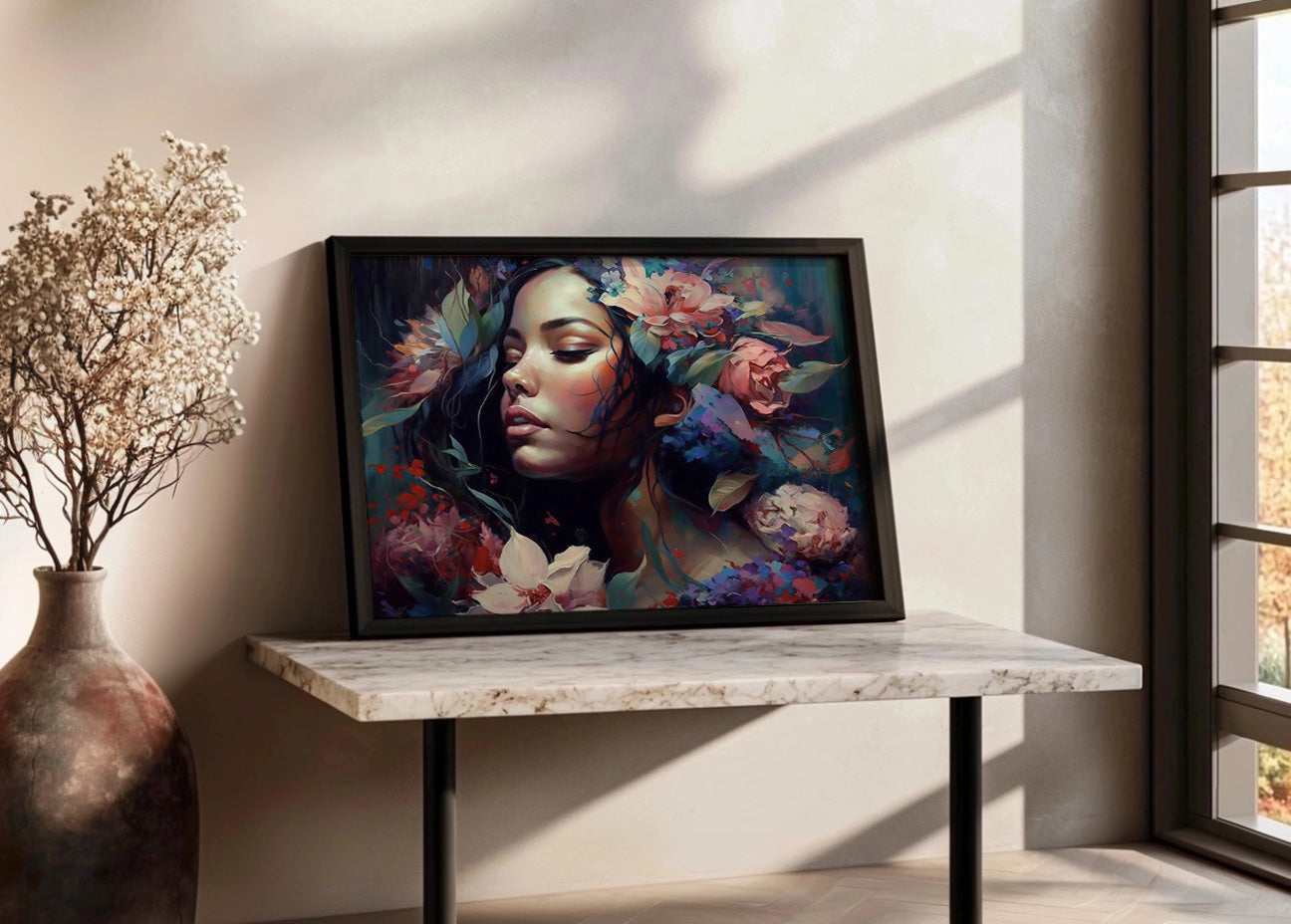 Cuadro Belleza femenina llena de flores