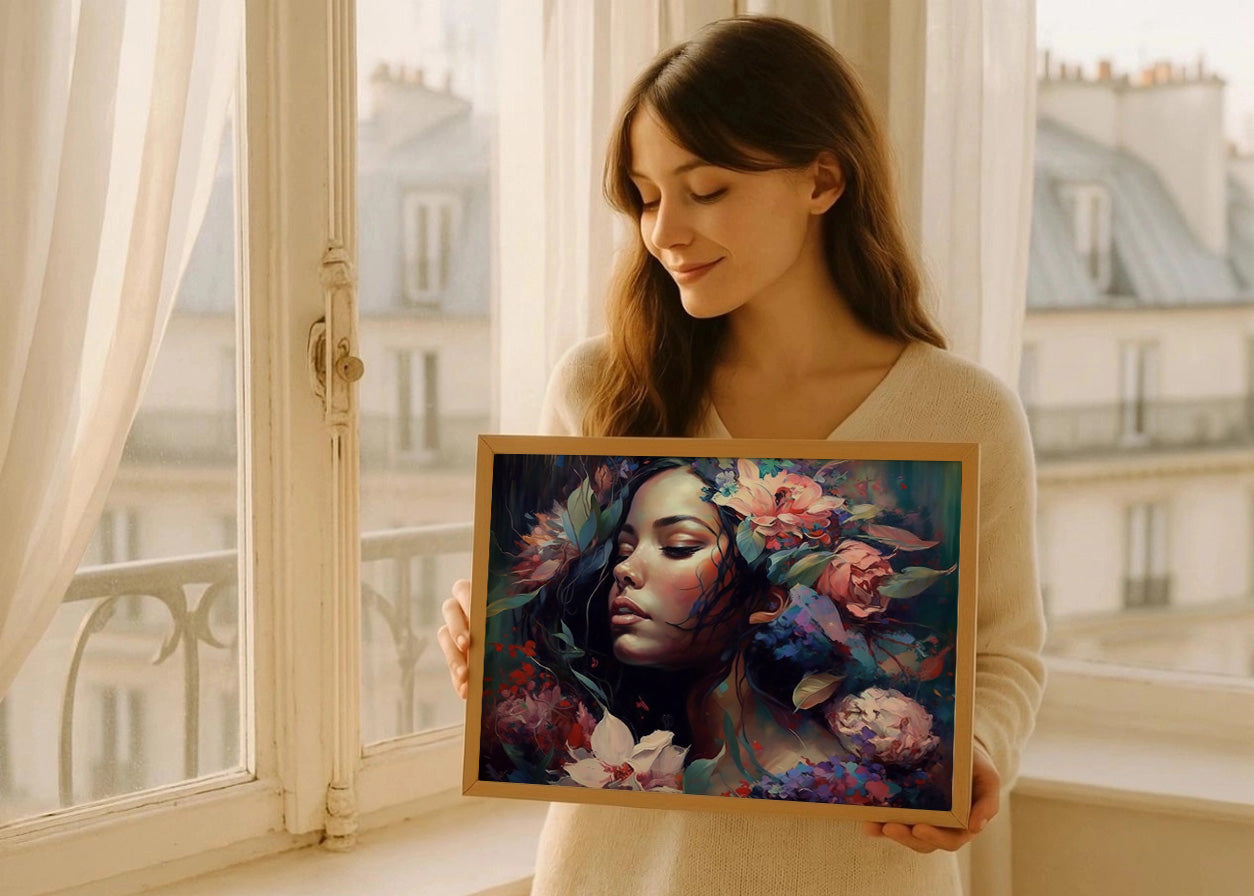 Cuadro Belleza femenina llena de flores