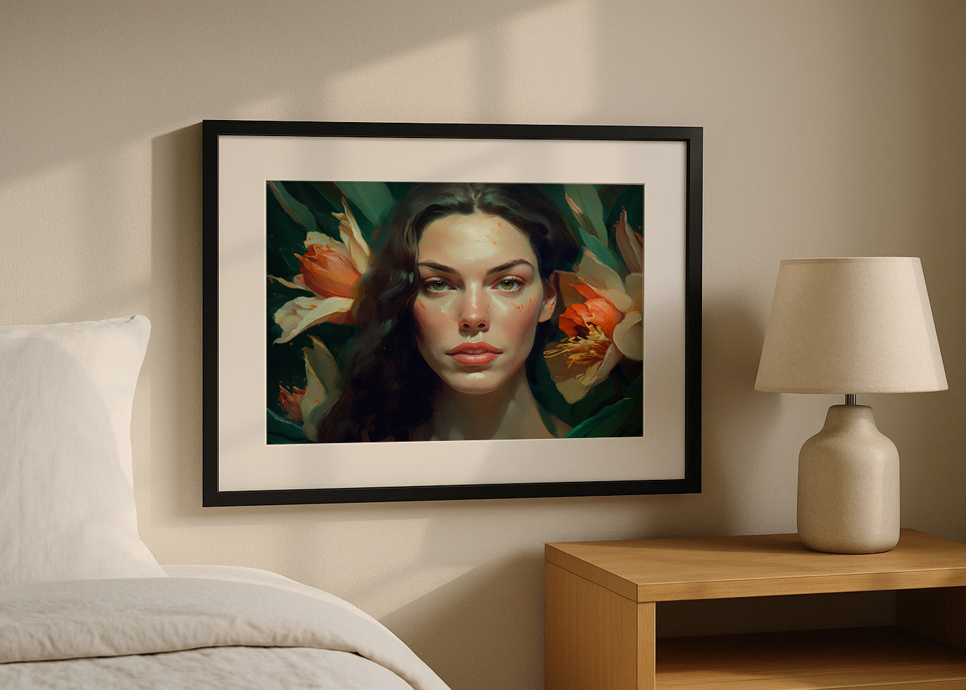 Cuadro Retrato de mujer con flores