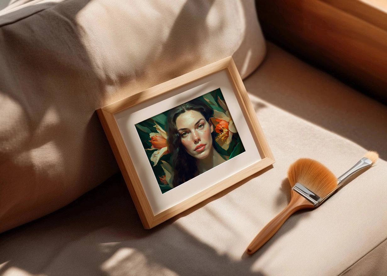 Cuadro Retrato de mujer con flores