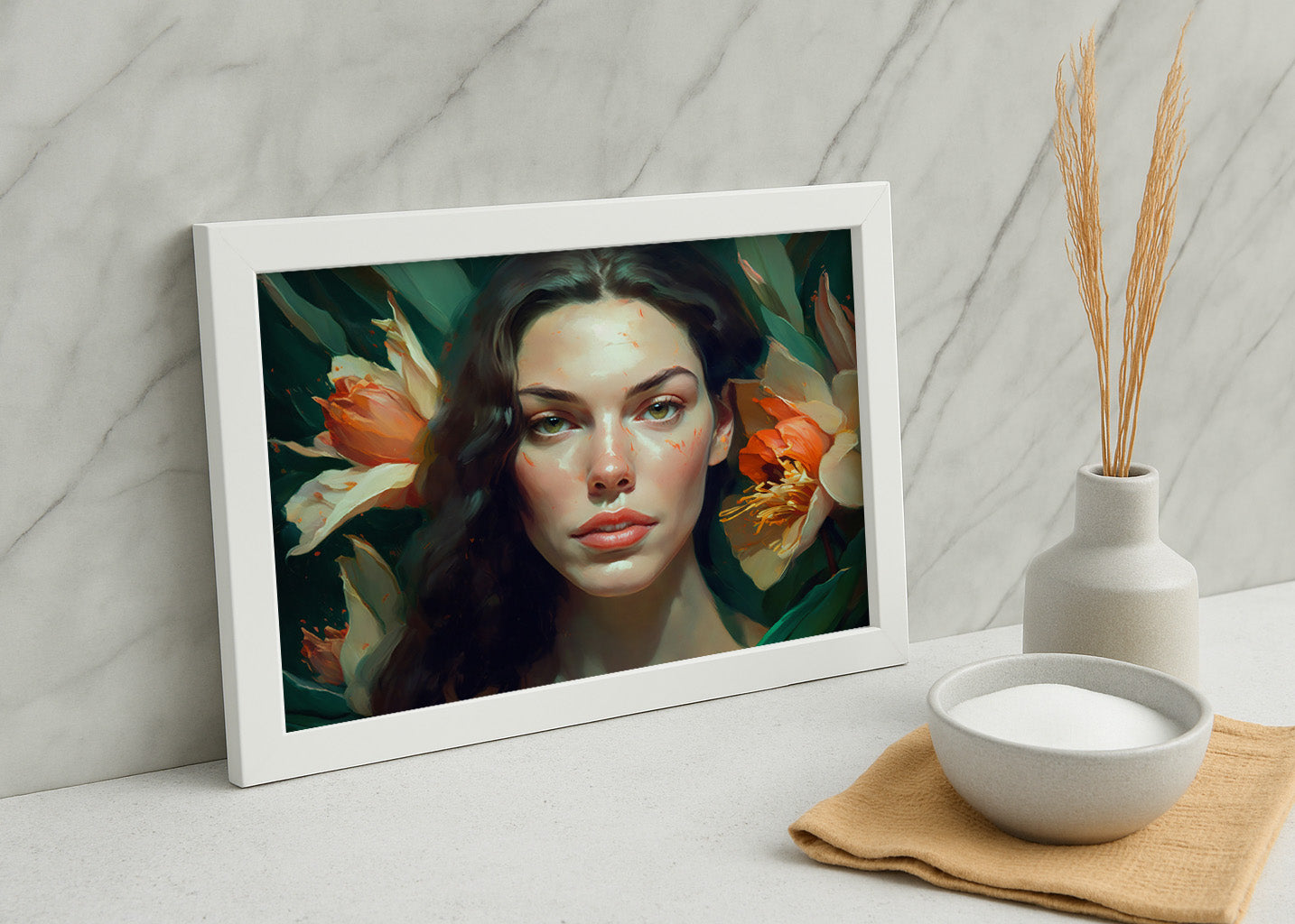 Cuadro Retrato de mujer con flores