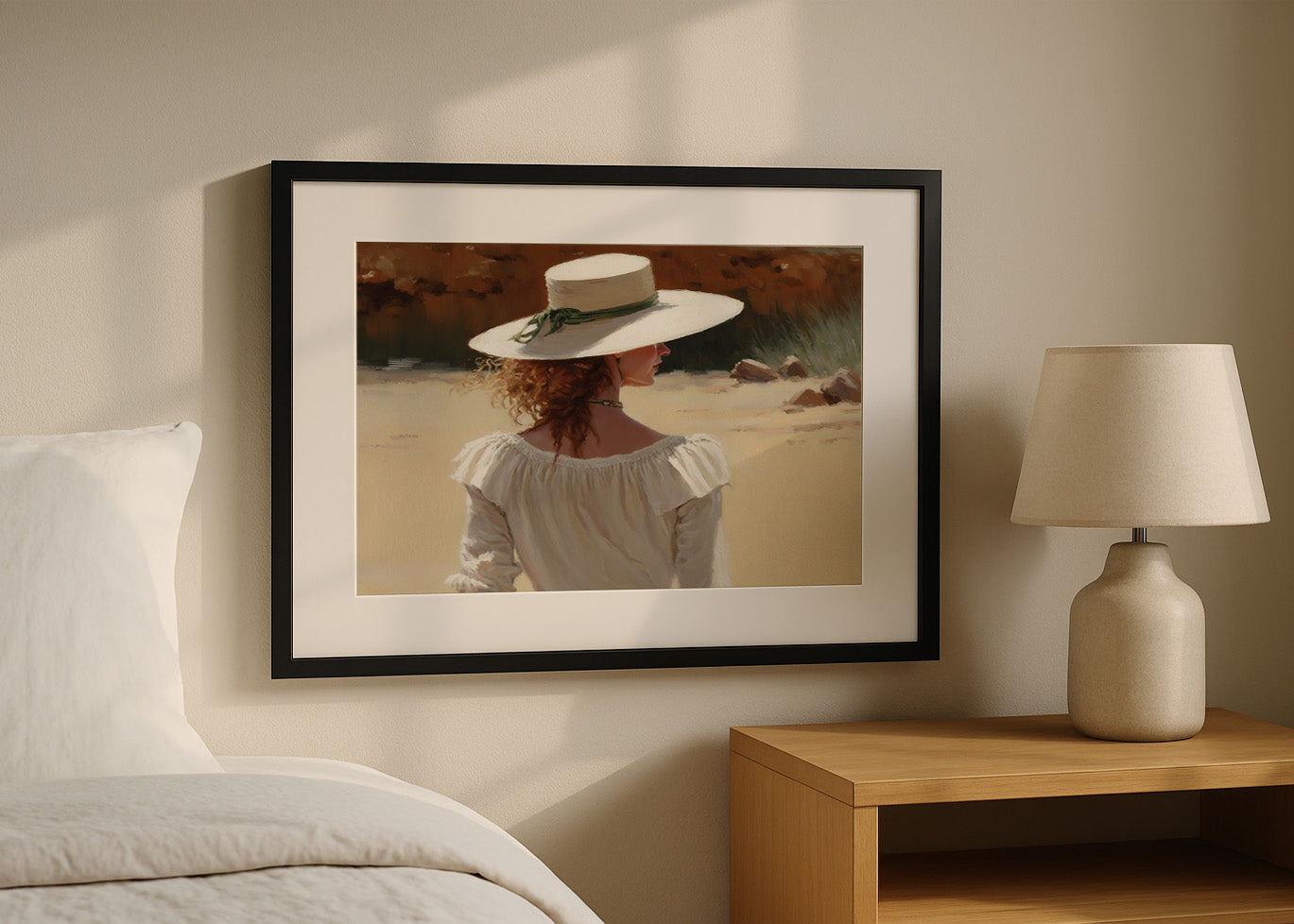 Cuadro Mujer con sombrero blanco
