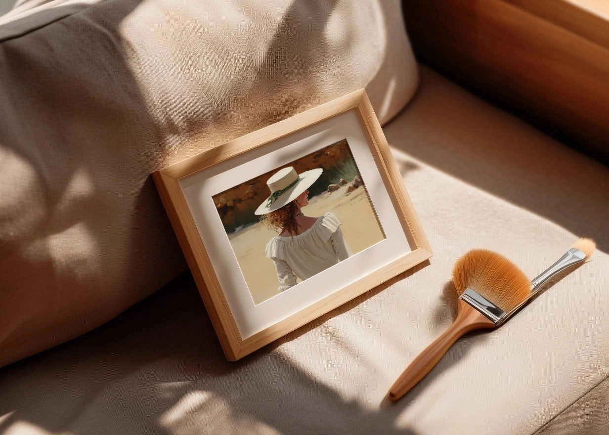 Cuadro Mujer con sombrero blanco