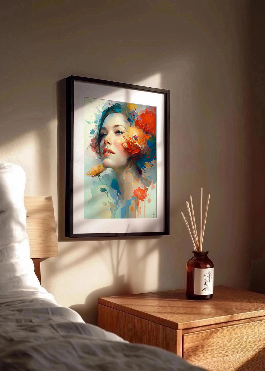 Cuadro Mujer con flores en el rostro