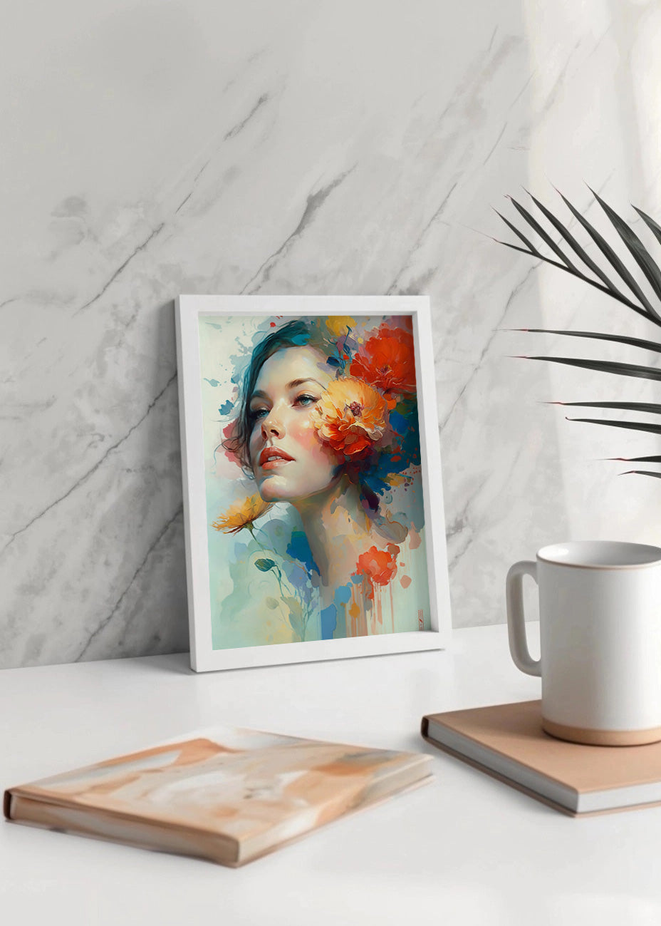 Cuadro Mujer con flores en el rostro