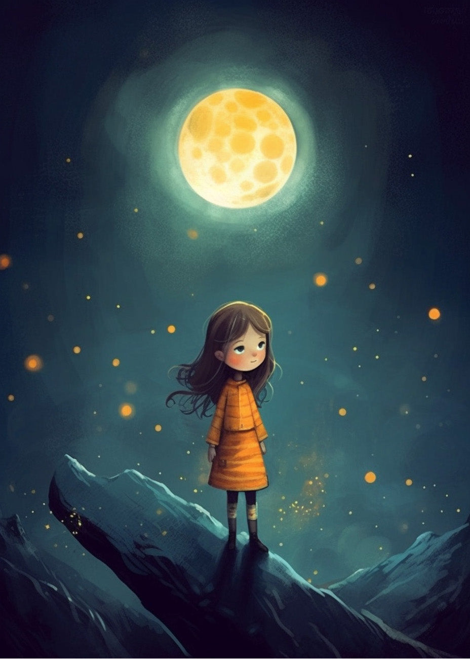 Cuadro Niña bajo la luna