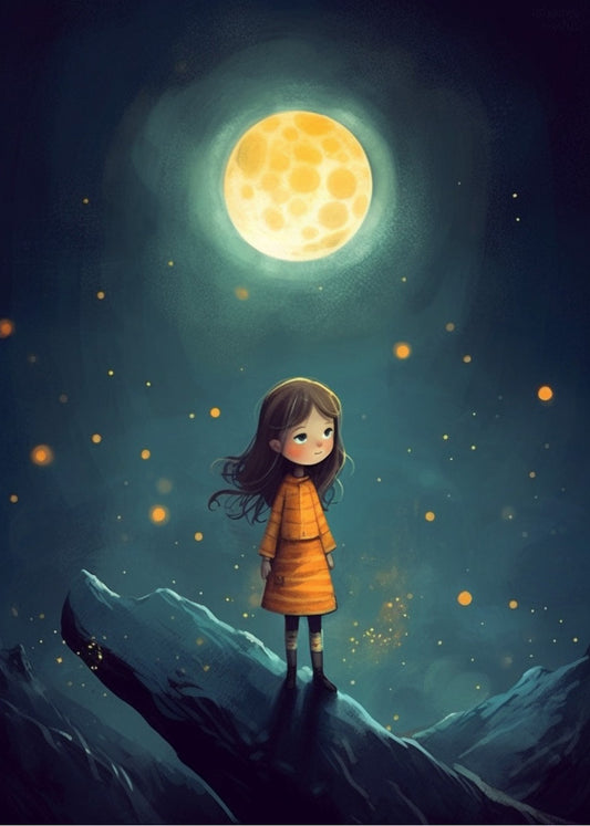 Cuadro Niña bajo la luna