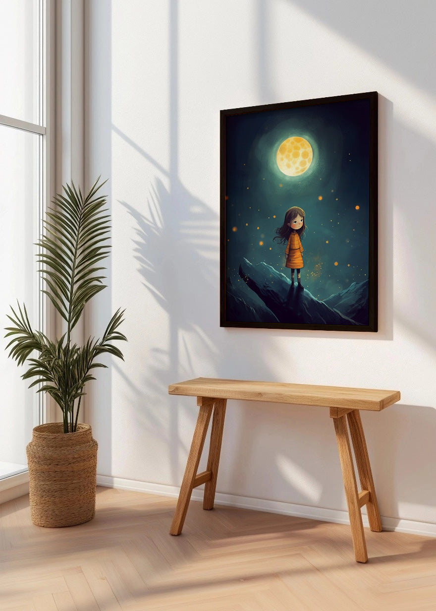 Cuadro Niña bajo la luna